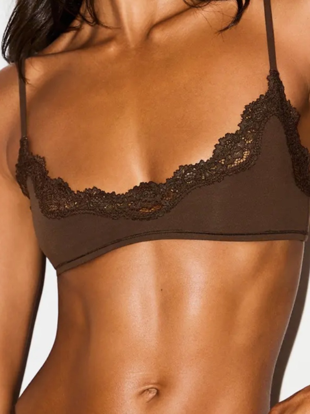 Skims fits everybody lace scoop bralette wireless in Espresso size Small